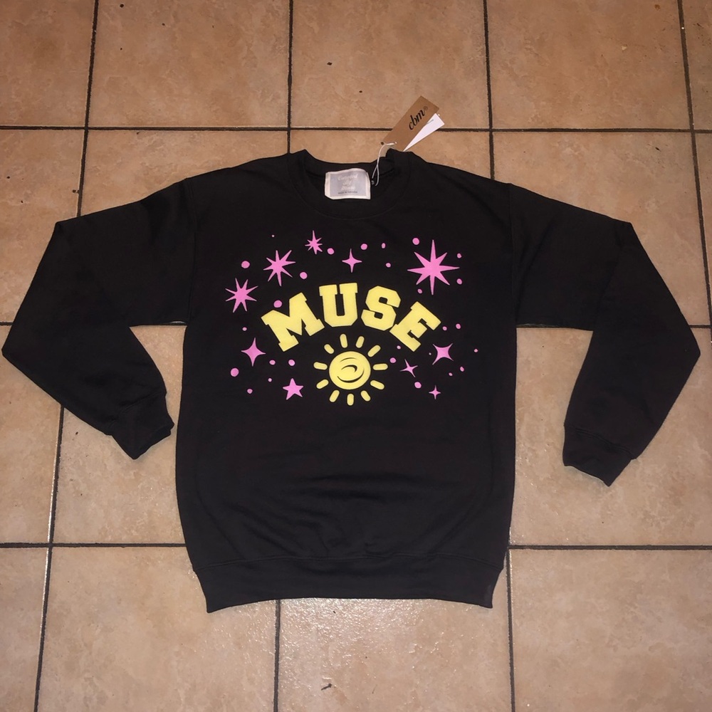 Muse Brown Sweater with Pink and Yellow Design [Brand New]
